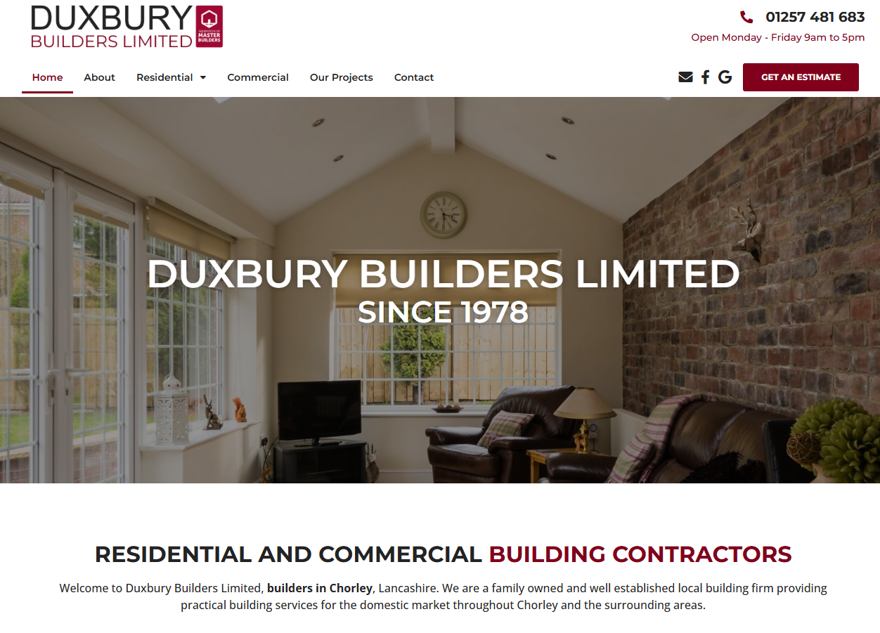 Duxbury Builders Professional Website Design